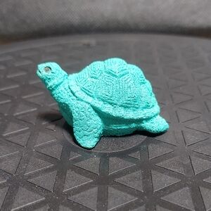 Unique Miniature Turquoise Glitter Ceramic Sea Turtle Figurine